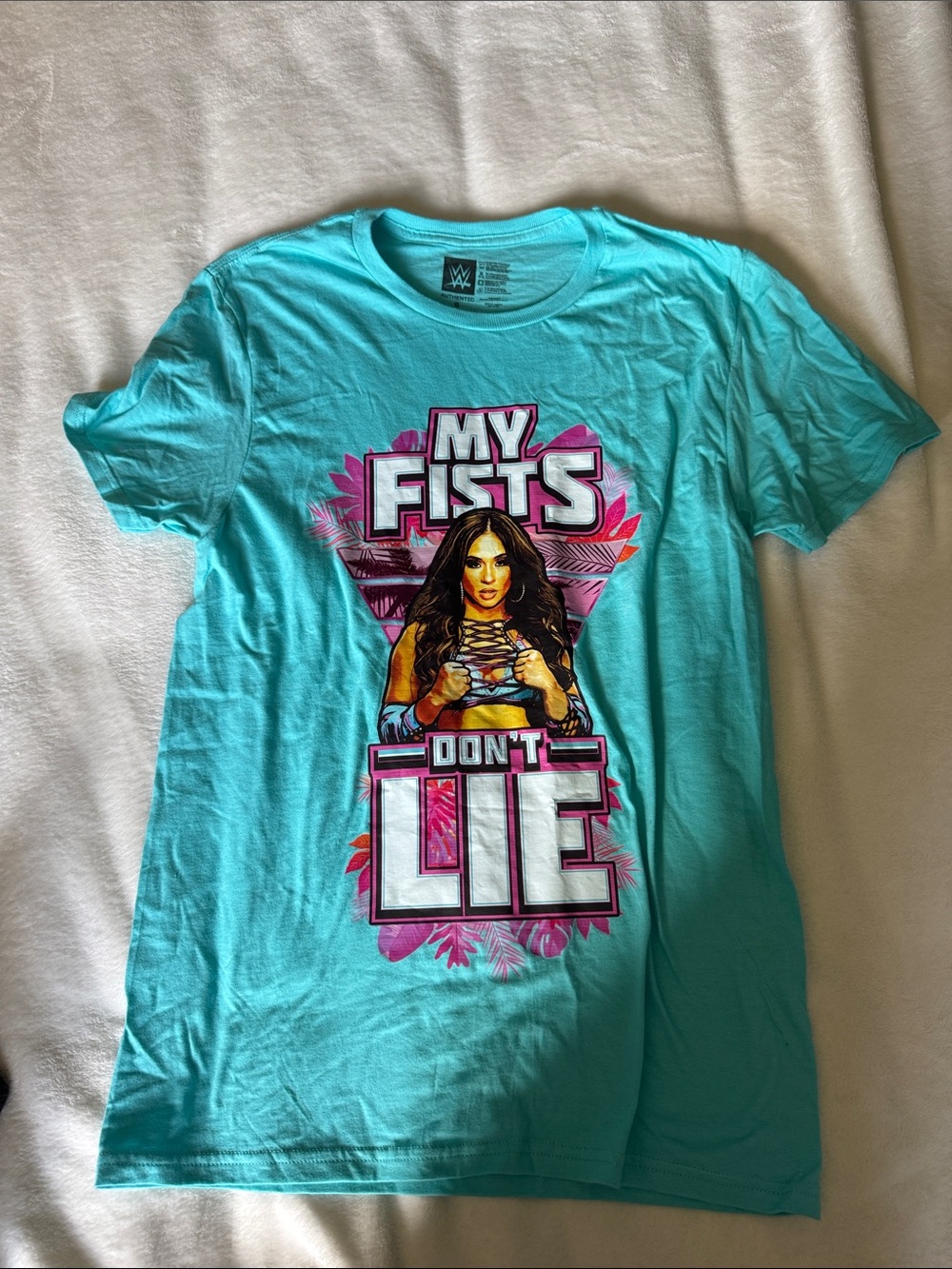 WWE 'My Fists Don't Lie' Teal Graphic Tee